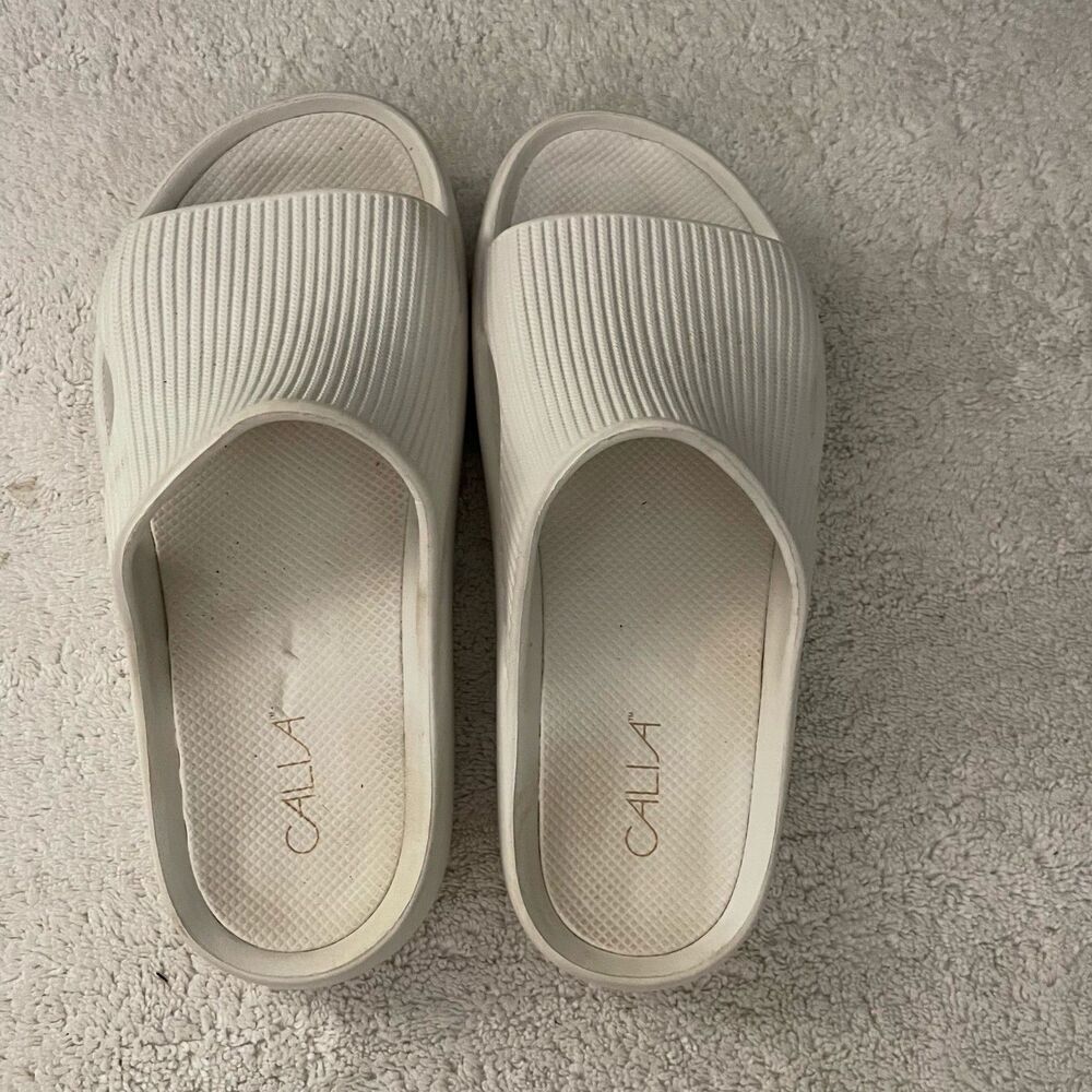 Calia White Slide Sandals Comfort Foam Athleisure 6 Women's Normcore Gym - Picture 3 of 13